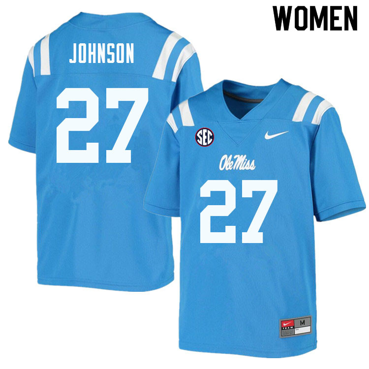 Tysheem Johnson Ole Miss Rebels NCAA Women's Powder Blue #27 Stitched Limited College Football Jersey XMJ4358WW